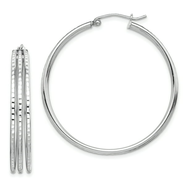 925 Sterling Silver Textured Hoop Earrings 925 Sterling Silver Textured Hoop Earrings